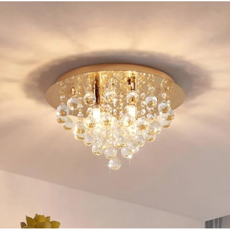 Lindby Deckenlampe 'Gillion' in Gold/Messing aus Kristall (4 flammig, G9) - Wohnzimmerleuchte, Deckenleuchte – Bild 3