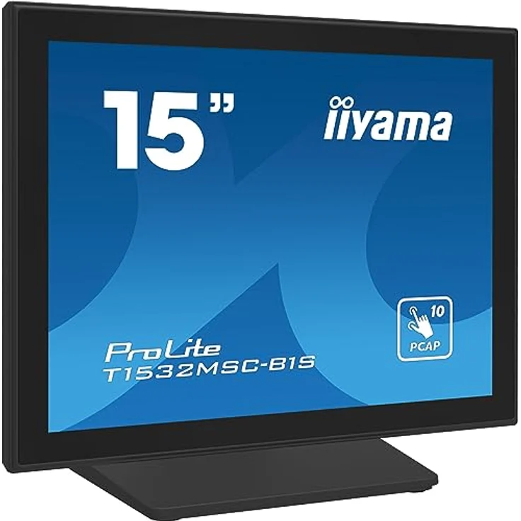 iiyama Prolite T1532MSC-B1S 38cm 15" LED-Monitor XGA 10 Punkt Multitouch kapazitiv VGA HDMI DP IP54 Front schwarz – Bild 2