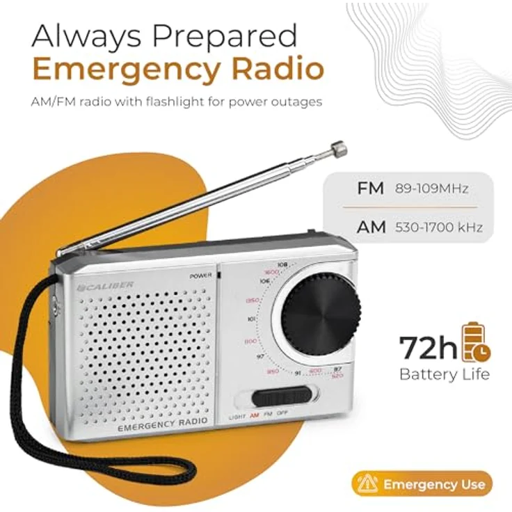 Caliber HPG311R Tragbarer UKW Radio, Batteriebetrieb, Teleskopantenne, AUX-In Chrom – Bild 3