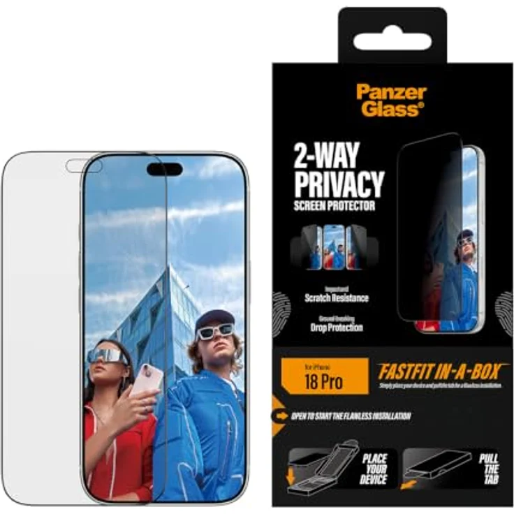 PanzerGlass 2-Way Privacy Screen Protector für Apple iPhone 18 Pro, Ultra-Wide Fit mit FASTFIT IN-A-BOX, Displayschutzfolie – Bild 2