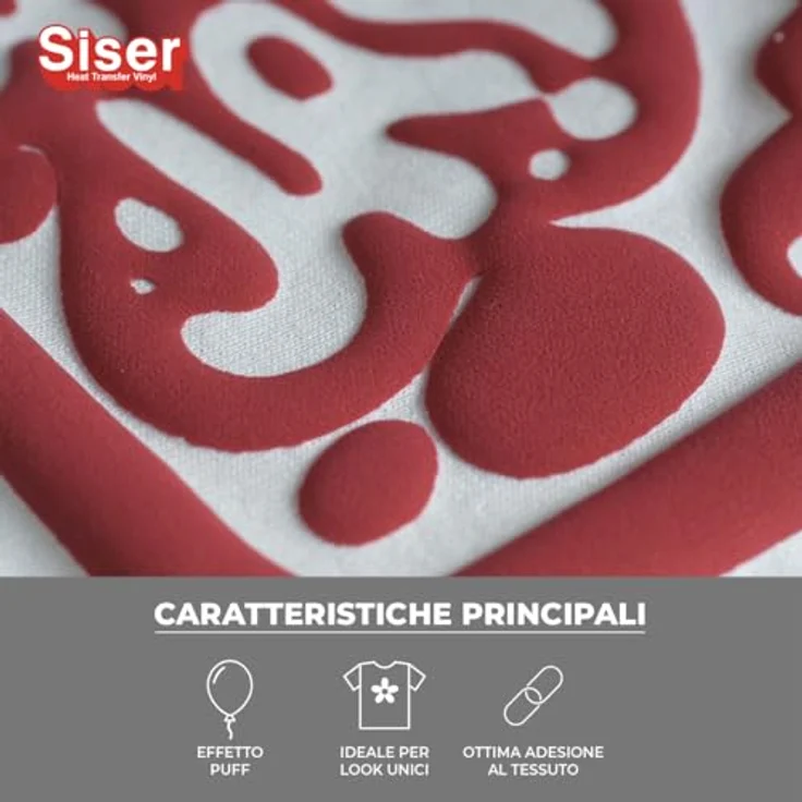 Siser Easy Puff Textiltransferfolie, 30 cm Schnittbreite, roter 3D-Effekt für kreative Projekte – Bild 2