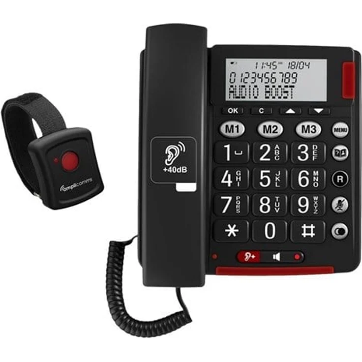 amplicomms BigTel 50 Alarm Plus, Festnetztelefon mit Schnur, dunkelgrau