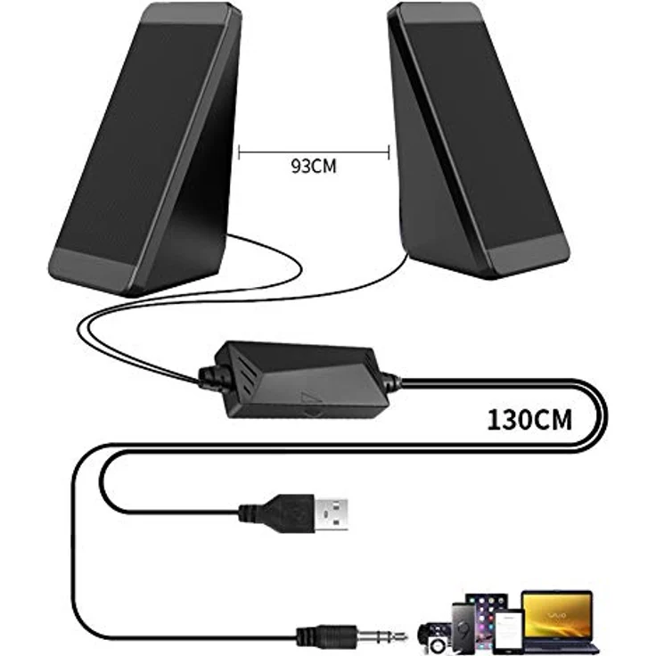 Bolwins G69DS USB Lautsprecher, Portable 6W PC-Lautsprecher mit Dual-Lautsprechereinheiten, kompatibel mit PC, Laptop, Tablet und Smartphone – Bild 3