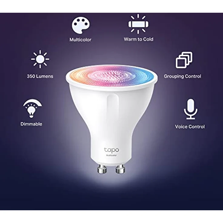 Tapo TP-Link smarte WLAN Glühbirne GU10 L630 2pack, Energie sparen, 3.5W Entspricht 50W, Mehrfarbrige dimmbare alexa lampe, 16 Mio Farben – Bild 4