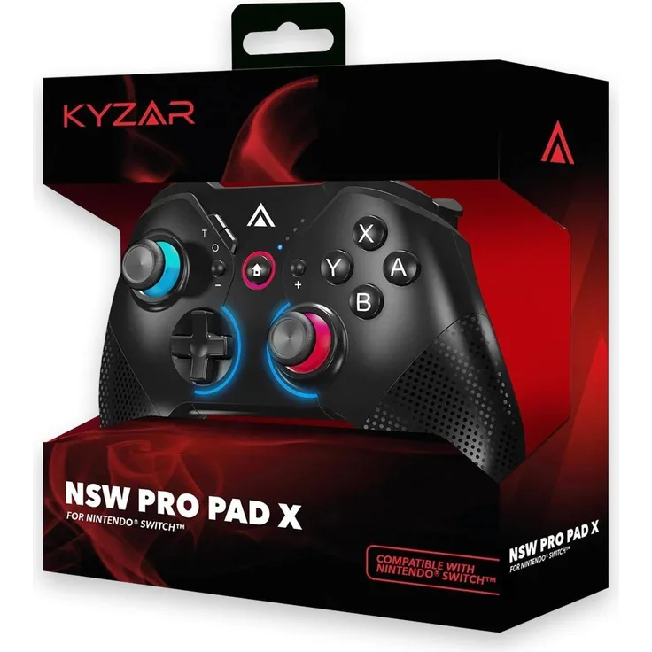 Kyzar Switch PRO Controller, Gaming Controller mit BluetoothÂ® 2.1, haptischem Feedback, 600-mA-Akku, Schwarz