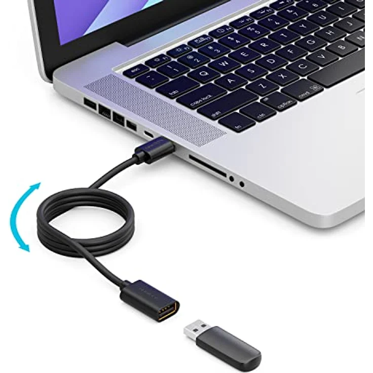 deleyCON 2m USB 2.0 High Speed Kabel Verlängerungskabel USB A-Stecker zu USB A-Buchse - Schwarz, schnelle Datenübertragung mit 480 Mbps – Bild 2