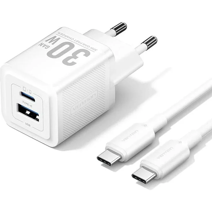 Vention MOBILE CHARGER WALL USB +CABLE 30W, Kompaktes USB Ladegerät, Schwarz