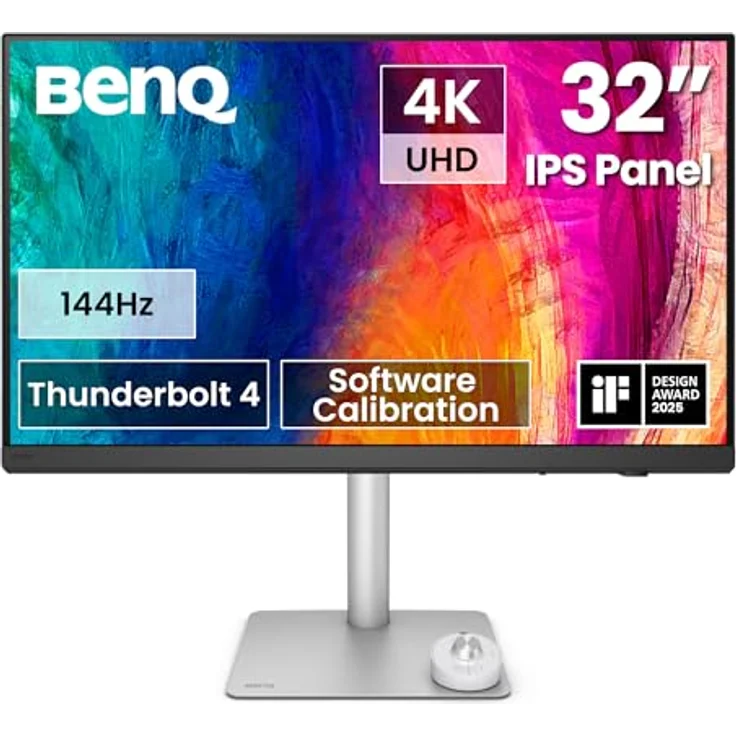 BenQ PD3226G 32" 4K UHD Monitor für Designer, 144Hz, IPS, 95% P3, 100% sRGB, Thunderbolt 4, KVM, reflexionsfreies Nano Matte Panel, höhenverstellbar – Bild 1