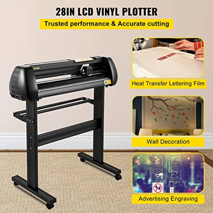 VEVOR Vinyl Schneidemaschine Schneideplotter 720 mm, Schnittgeschwindigkeit 10–800 mm/s, Schnittkraft 10–500 g, mit 5 Vinylrollen und SignMaster-Software, 13,5 kg – Bild 2