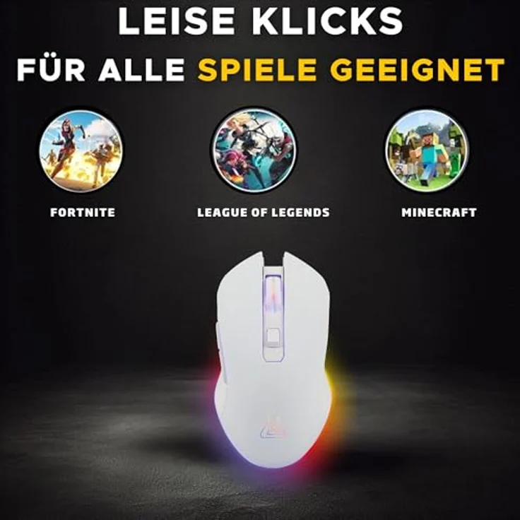 THE G-LAB Kult Helium kabellose Gaming-Maus, wiederaufladbar, 3200 DPI, Retro-Beleuchtung, 7 Farben, für Computer/Mac/PS5/Xbox - Weiß – Bild 5
