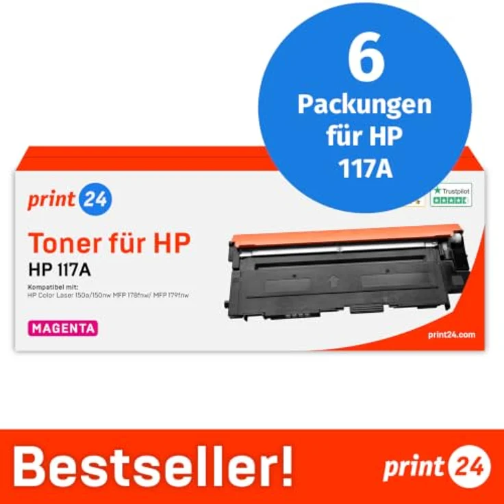 print24 Toner für HP 117A Magenta, 6 Stück, kompatibel mit HP ColorLaser 150 und MFP-178 – Bild 2