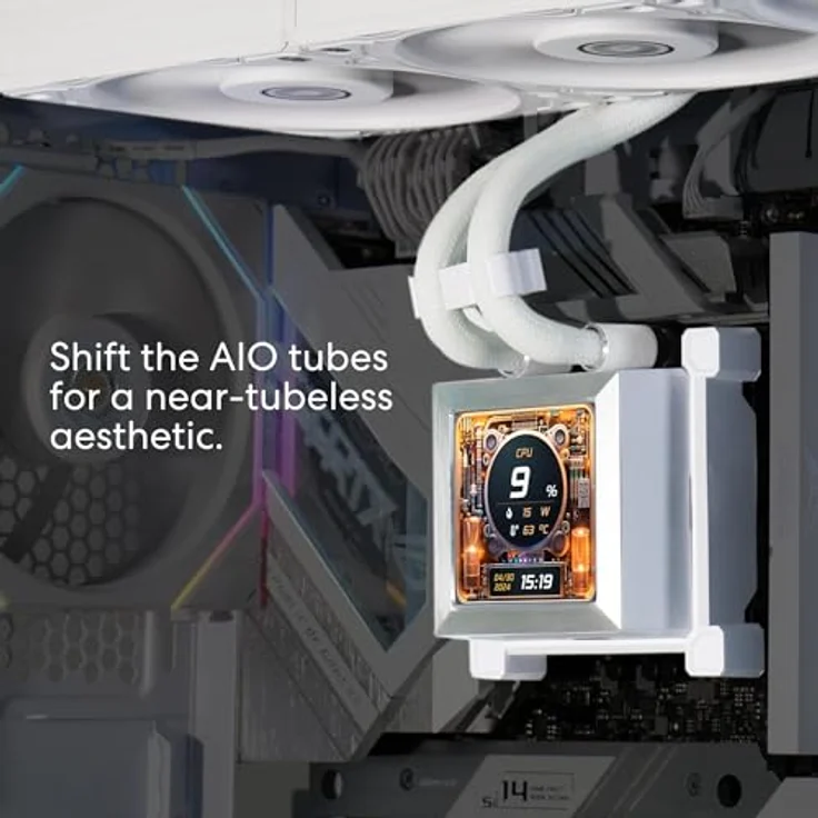 Lian Li HydroShift LCD 360S, 360mm AIO Wasserkühlung mit 3x 120 mm PWM Lüftern, 2,88" LCD Display, kompatibel mit Intel LGA 1700 und AMD AM4/AM5, weiß – Bild 3