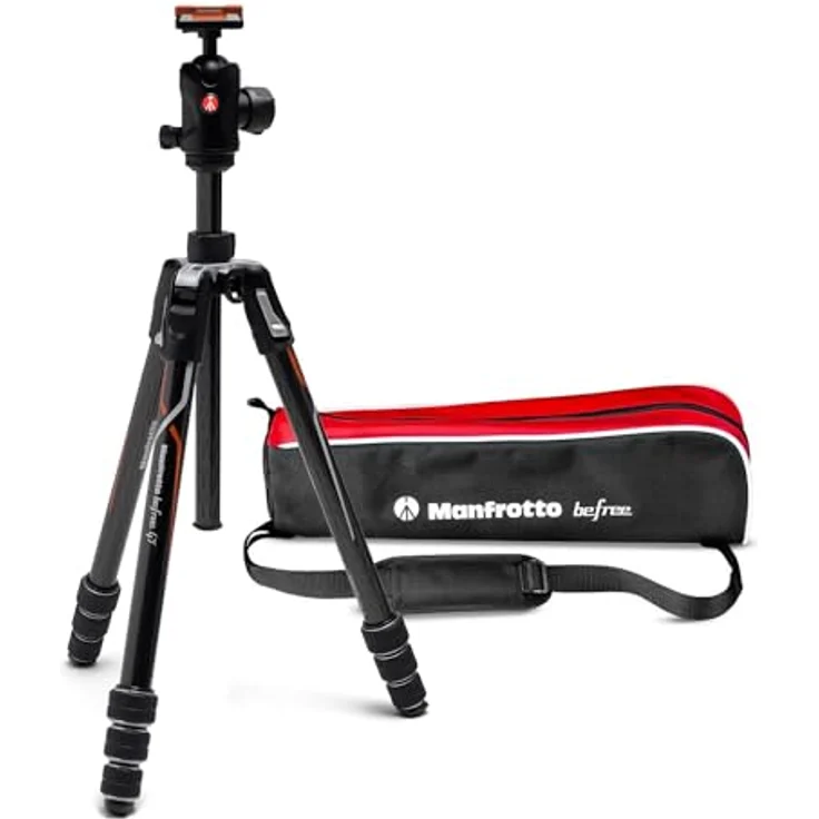 Manfrotto MKBFRTC4GTA-BH Befree GT Carbon Alpha Reisestativ Twist (Drehverschluss) mit Kugelkopf, inkl. Tasche, speziell für Sony Kameras aus Carbon (Traglast: 10kg, Packmaß: 43cm, Gewicht: 1,55kg) – Bild 2