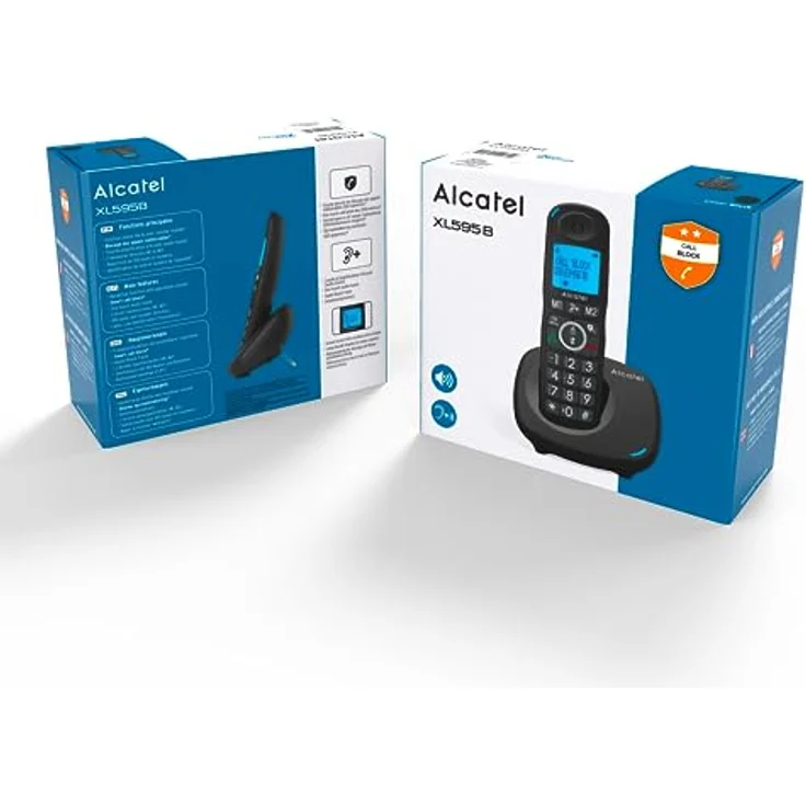 Alcatel XL595B Schnurlostelefon mit ergonomischem Design, großes Display, große Tastatur, blockiert unerwünschte Anrufe, schwarz – Bild 2