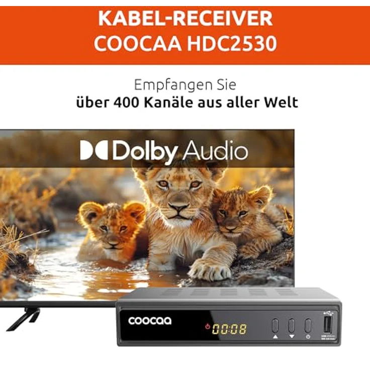 COOCAA HDC2530, Digitaler HD-Kabelempfänger für Full HD-Fernsehen, Dolby Audio, inklusive HDMI-Kabel, USB & SCART-Anschlüsse, Benutzerfreundliches Menü, schwarz – Bild 2