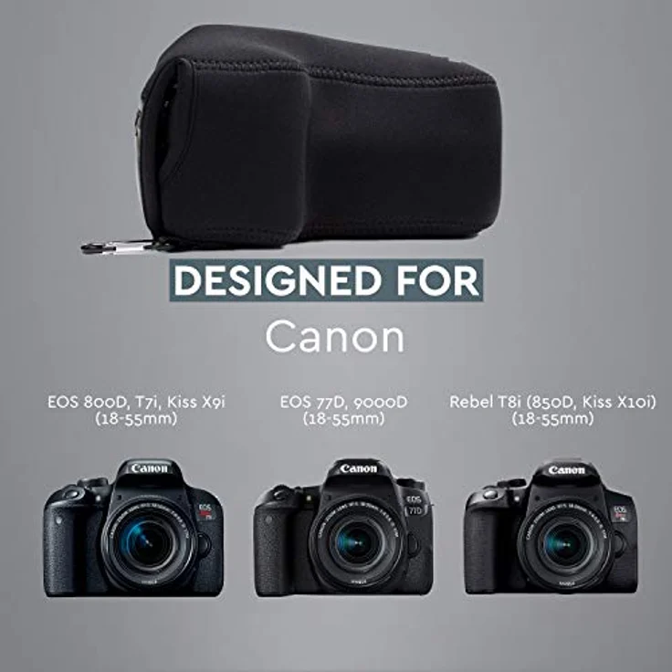 MegaGear MG1194 Canon EOS 200D, 800D (18-135 mm), 77D, 9000D, 2000D Ultraleichte Kameratasche aus Neopren - Schwarz – Bild 8