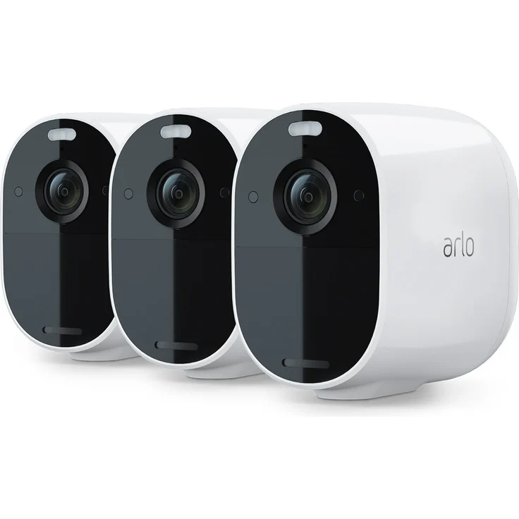 Arlo Essential Spotlight VMC2330 WLAN Überwachungskamera außen, kabellos, 1080p, Farbnachtsicht, Bewegungsmelder, 2-Wege Audio, kein Hub benötigt, 3-Pack, weiß (VMC2330-100EUS) – Bild 1