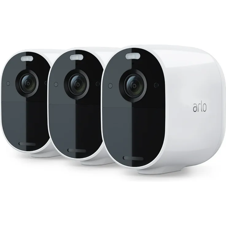 Arlo Essential Spotlight VMC2330 WLAN Überwachungskamera außen, kabellos, 1080p, Farbnachtsicht, Bewegungsmelder, 2-Wege Audio, kein Hub benötigt, 3-Pack, weiß (VMC2330-100EUS)