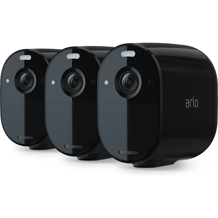 Arlo Essential Spotlight VMC2330B WLAN Überwachungskamera außen, kabellos, 1080p, Farbnachtsicht, Bewegungsmelder, 2-Wege Audio, kein Hub benötigt, 3-Pack, schwarz (VMC2330B-100EUS) – Bild 1