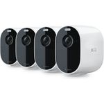 Arlo Essential Spotlight VMC2430 WLAN Überwachungskamera außen, kabellos, 1080p, Farbnachtsicht, Bewegungsmelder, 2-Wege Audio, kein Hub benötigt, 4-Pack, weiß (VMC2430-100EUS)