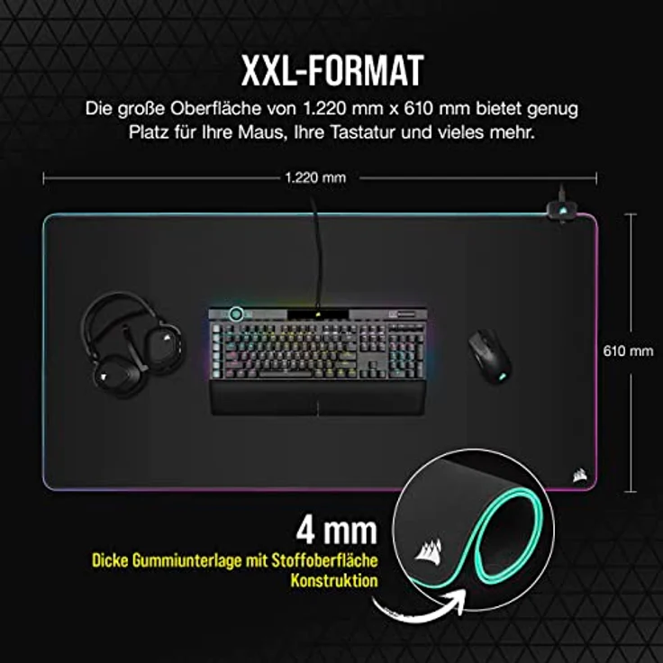 Corsair CH-9417080-WW Mauspad Gaming-Mauspad Schwarz (CH-9417080-WW) – Bild 4