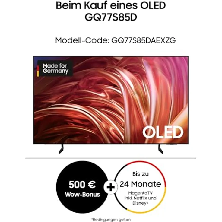Samsung OLED 4K S85D Fernseher 77 Zoll, Samsung TV mit Neural Quantum 4K AI Gen2 Prozessor, OLED HDR, Contour Design, Smart TV, GQ77S85DAEXZG, Deutsches Modell [2024] – Bild 2