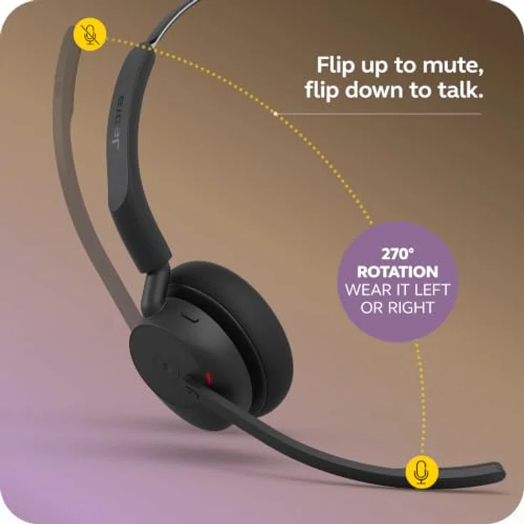 Jabra Evolve3 45 Mono, LINK 390a, Kabelloses On Ear Headset mit Bluetooth® und drei Mikrofonen, Schwarz – Bild 7