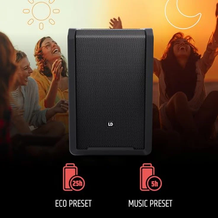 LD Systems ANNY 10 BPH Mobiler Bluetooth PA-Lautsprecher mit Akku, Mixer und 1x Headset-Mikrofon (inkl. Taschensender) 584-608 MHz, Schwarz – Bild 5