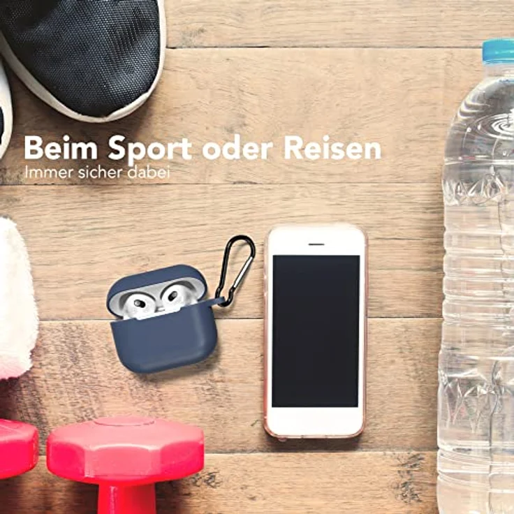 EAZY CASE Kopfhörer-Schutzhülle Silikon Hülle kompatibel mit Apple AirPods 3, Qi-Charging möglich Stoßfest Fullcover Hülle Box (Schwarz) – Bild 5