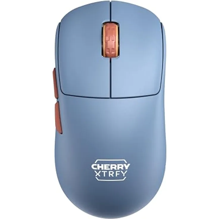CHERRY XTRFY M68 Wireless, Ultraleichte Kabellose Gaming-Maus, 2,4 GHz Funk, Optimiert für esports, Symmetrische Form mit Besonders Niedriger Front, Blau
