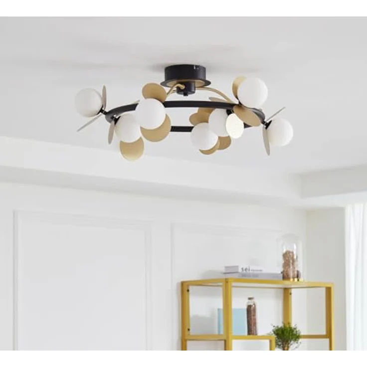 Lucande LED Deckenleuchte 'Pallo' dimmbar in Schwarz aus Metall (9 flammig) - Energiesparende LED-Deckenlampe mit Dimmer – Bild 3