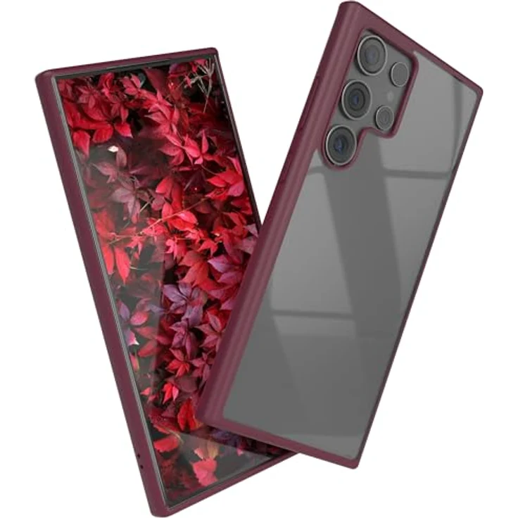 EAZY CASE Clear Hybrid Bumper Hülle für Samsung Galaxy S24 Ultra, ultra stoßfest und kratzfest mit Kameraschutz, dünne Handyhülle, Beere – Bild 1
