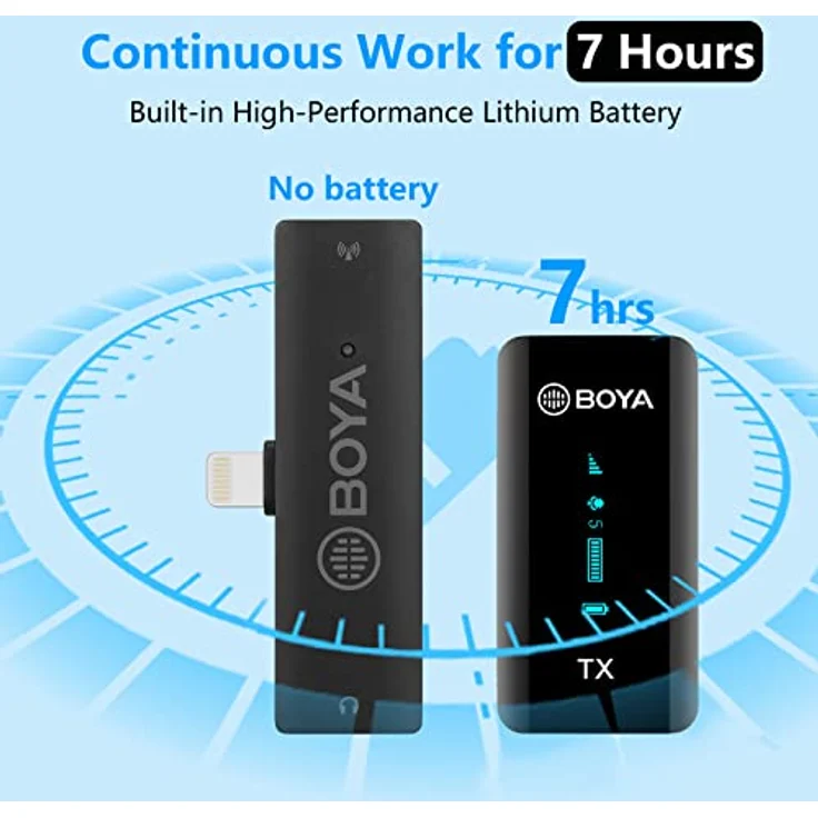 Boya BY-XM6 S3 Wireless Lavalier Microphone for iPhone iPad, Stable Signal Transmission, 6-Level Gain Adjustment, Real-Time Monitoring - Black – Bild 5
