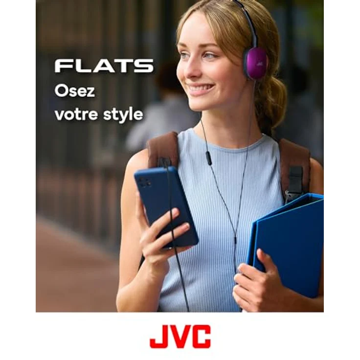 JVC HA-S160M-V Flats Faltbarer und kompakter Kopfhörer in Glossy Trendfarbe, ideal für Telearbeit und Online-Seminare (Violett) – Bild 4