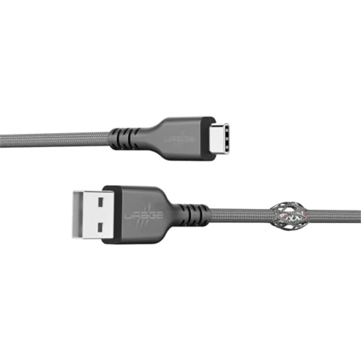 uRage uFlex USB-Kabel, USB-A auf USB-C, 2,20 m, Schwarz, mit Stoffummantelung und Charge & Play Funktion – Bild 2