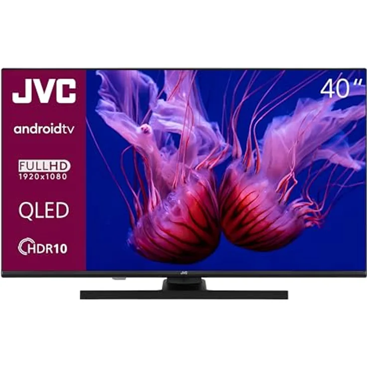 JVC QLED TV 40 Zoll Fernseher Full HD Android Smart TV (HDR, Triple-Tuner, Bluetooth) LT-40VQF545A, Kontrastreiche QLED-Bilder, Android Smart TV mit Google Play Store, Schwarz
