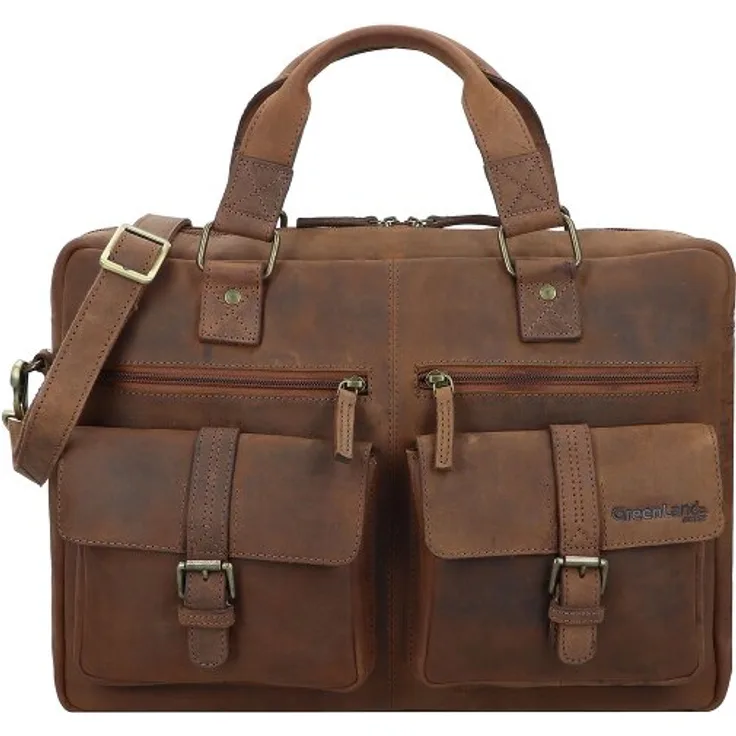 Greenland Nature Montenegro Aktentasche Leder, 41 cm, braun, mit 100% Leder und geräumigem Design