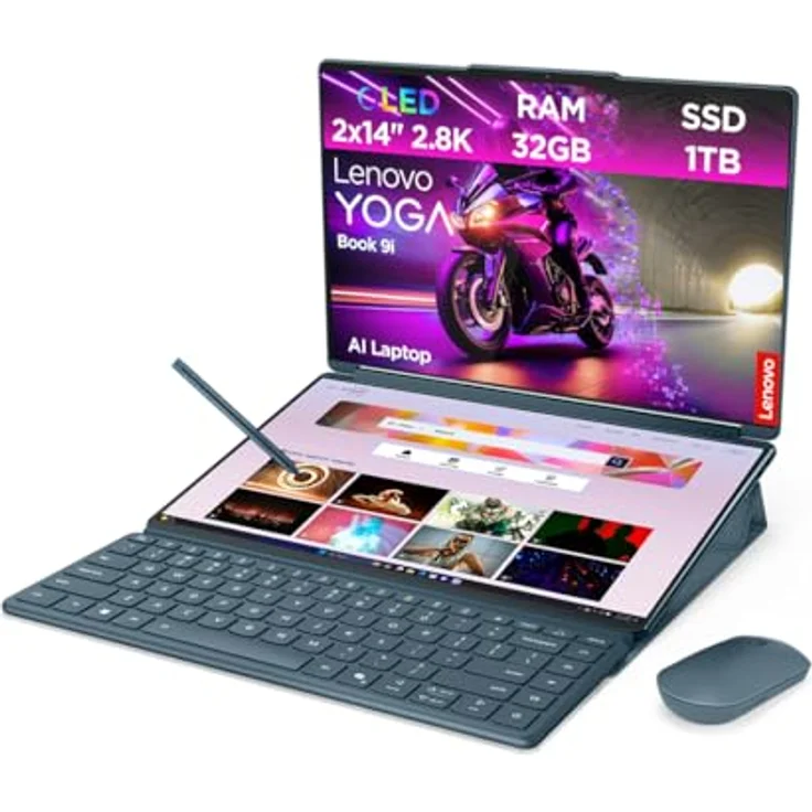 LENOVO Yoga Book 9 14IAH10, 14 Zoll Hybrid Laptop mit Intel® Core™ Ultra 285H, 32 GB RAM, 1 TB SSD, Touchscreen, Türkis – Bild 1
