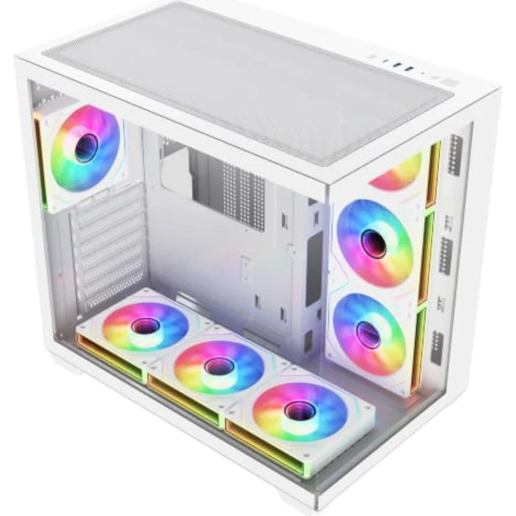 FSP M341-WA Gehäuse Midi Tower, Weiß ARGB, Unterstützung für ATX, mATX, Mini-ITX, mit gehärtetem Glaspanel und verbessertem Kabelmanagement – Bild 2