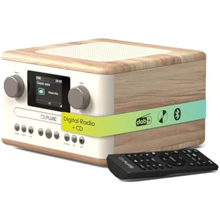 Pure Classic C-D4, DAB+ und FM Radio mit Bluetooth, in Cotton White/Oak