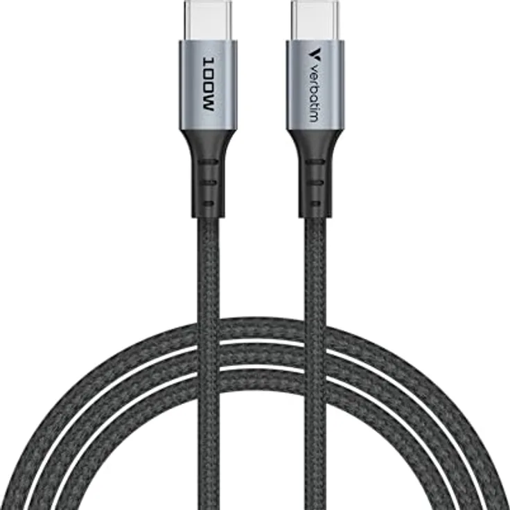 Verbatim 31846 USB-C Kabel, USB 2.0, 1,2 m, verstärkt, schnelles Aufladen, schwarz