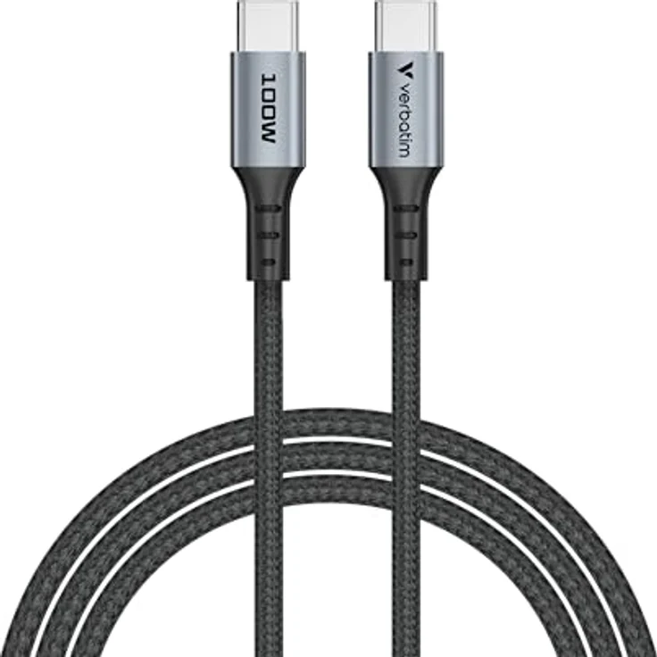 Verbatim 31846 USB-C Kabel, USB 2.0, 1,2 m, verstärkt, schnelles Aufladen, schwarz – Bild 1