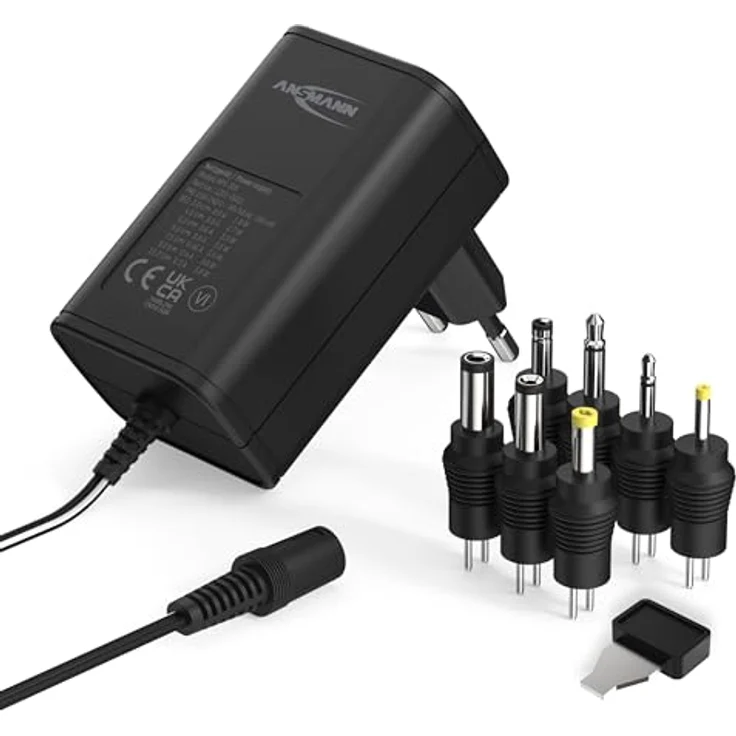 ANSMANN APS 300 Universal Stecker Netzteil 12V inkl. 7 verschiedende Adapter Stecker - Netzstecker bis max. 300mA - Netzadapter zur Stromversorgung vieler Elektrokleingeräte von 3-12 Volt regelbar – Bild 2