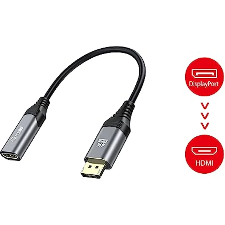 Equip 133445 DisplayPort 1.2-auf-HDMI-Adapter, 4K/60Hz, 15 cm, Aluminiumgehäuse, vergoldete Anschlüsse, HDCP 1.4 und 2.2, HDR-Unterstützung – Bild 4