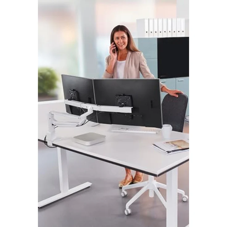 NOVUS Clu Plus X2 C, Monitorständer mit Tischbefestigung, gasfederverstellbar für ergonomische Ausrichtung von zwei Monitoren – Bild 5