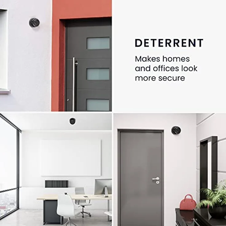 kwmobile Dummy Kamera für Deckenunterbau - mit LED Licht - Dome Überwachungskamera Attrappe - täuschend echte Fake Security Camera in Schwarz – Bild 2