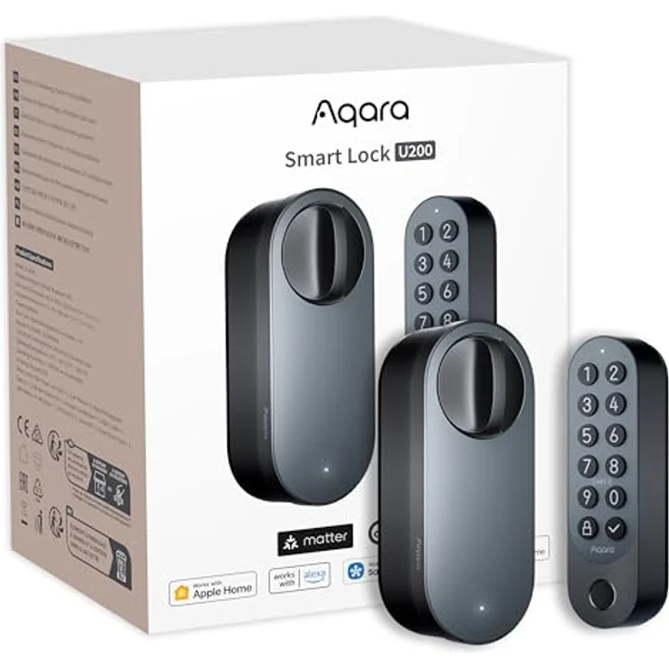 Aqara Smart Lock U200 (mit Fingerabdruck), Matter over Thread, Smartes Türschloss mit Apple Home Key und Aufladbarem Akku, Schwarz – Bild 1