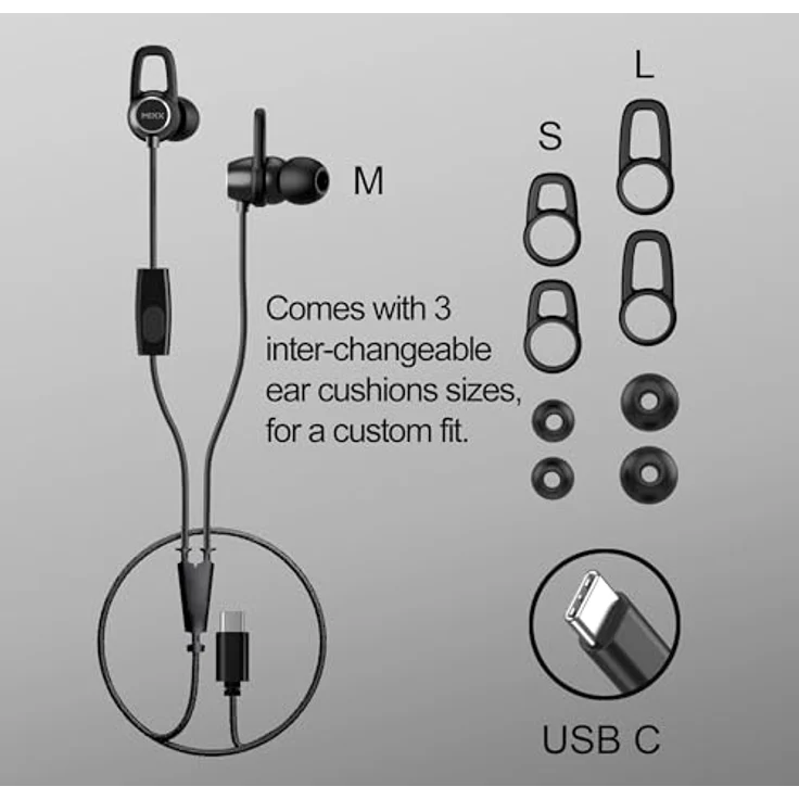 MIXX SoundPort C In-Ear-Kopfhörer, kabelgebunden mit integriertem Mikrofon und USB-Typ-C-Anschluss, schwarz – Bild 2
