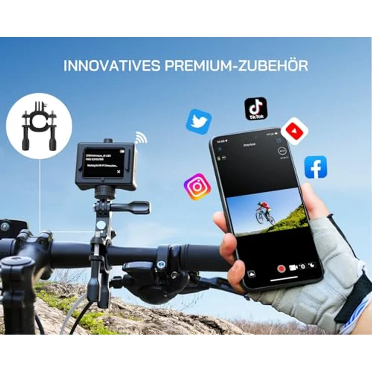 WOLFANG GA300 Action Cam, 4K 60FPS Video, 24MP Foto, WiFi, 40M wasserdicht, mit Doppelmikrofon und Zubehör – Bild 7