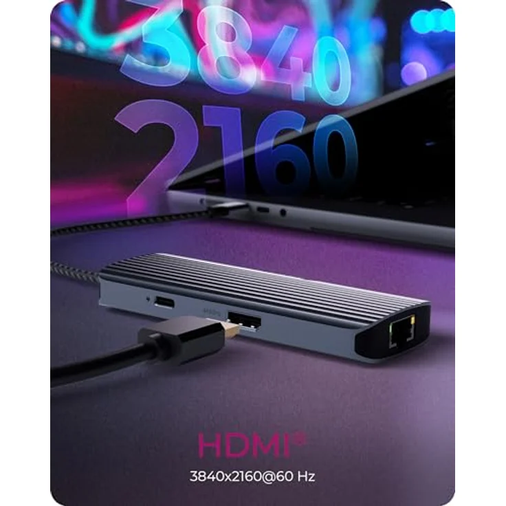 ICY BOX USB-C Docking Station (6-in-1) mit 1x HDMI (4K 60Hz), 3X USB 3.2 HUB, 100W Power Delivery, Aluminium, Gigabit-Ethernet, Windows & macOS, IB-DK4034a-CPD – Bild 5